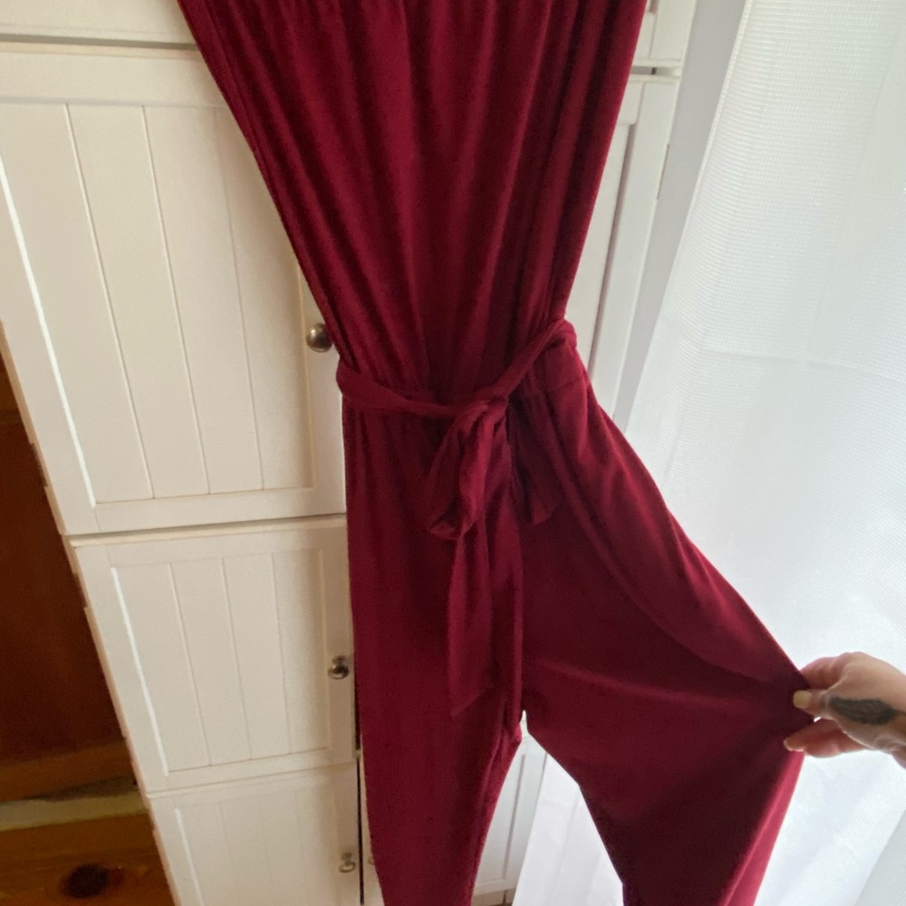 Chic deep red Women's strapless Jumpsuit - Picture 2 of 5